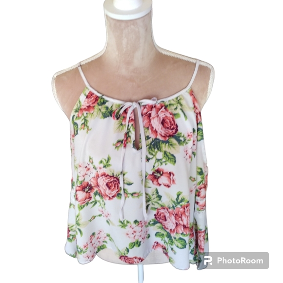 EUC* FOREVER 21| WHITE FLORAL COLD SHOULDER LONG SLEEVE BLOUSE - Picture 4 of 13